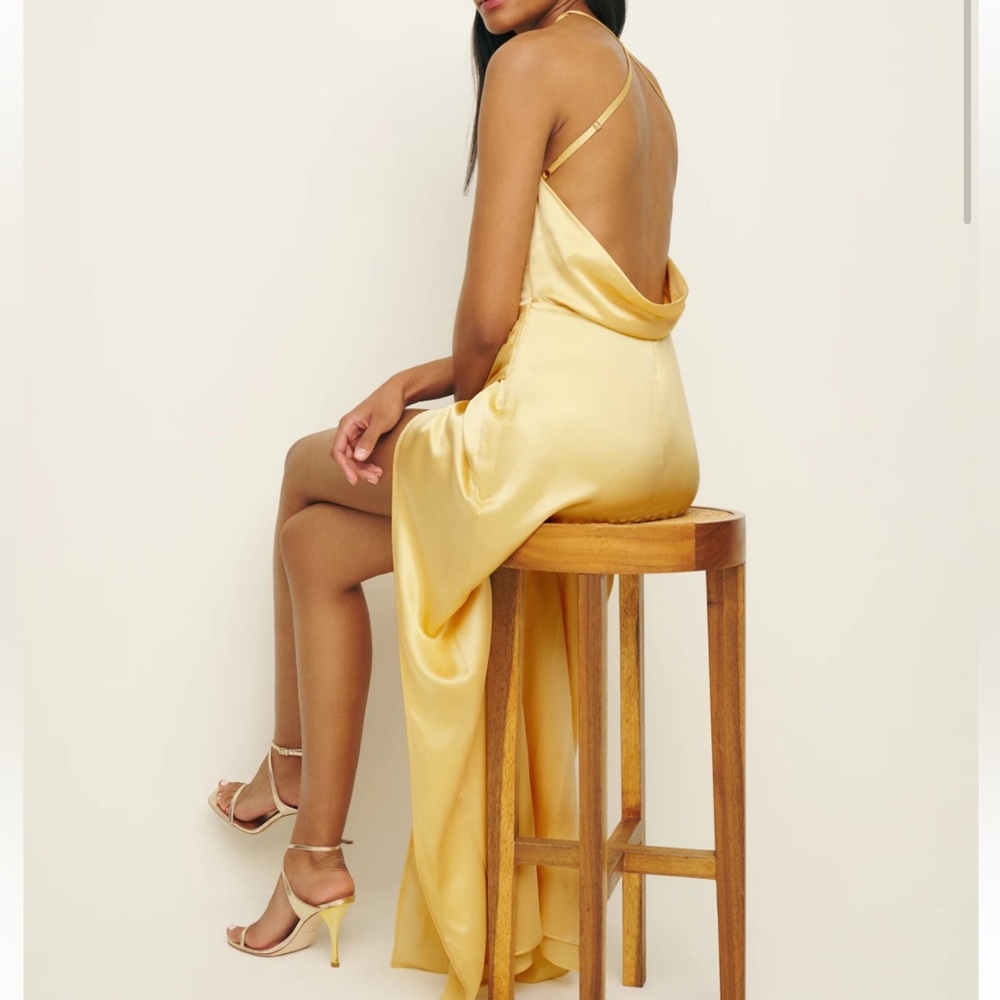 NEW NWT Reformation Natural Myla Silk Dress - Picture 4 of 6